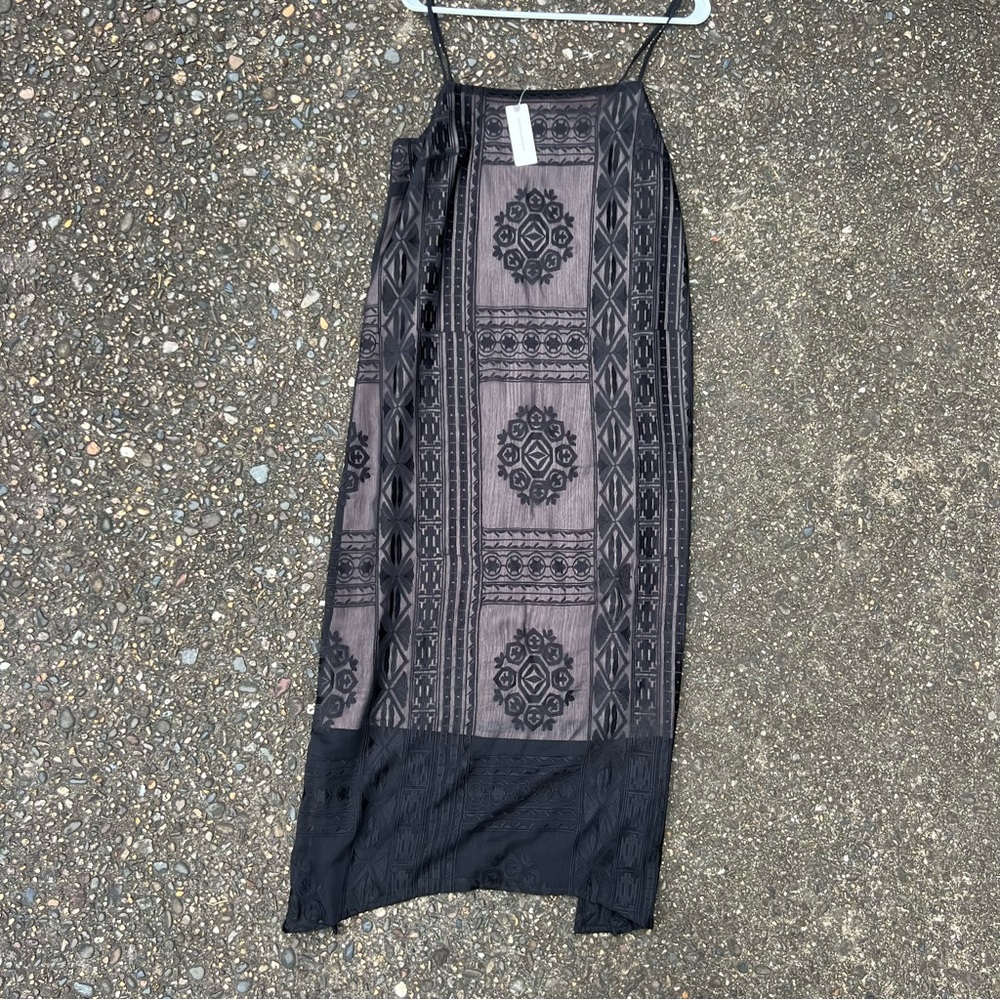 NWT Anthropologie slip dress black and pink size medium - Picture 4 of 15